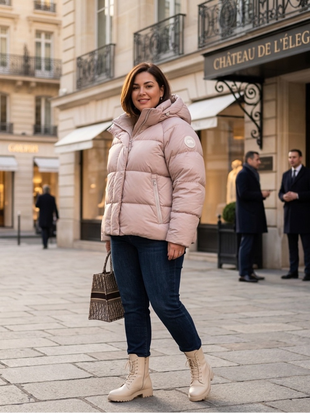 Canada Goose Down Jacket with Detachable Hood and Backpack Straps